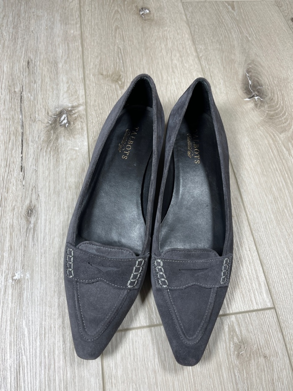 Talbots  Charcoal Gray Suede Pointed-Toe Flats Size 9.5
